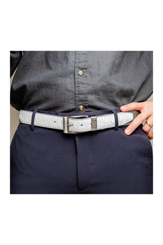 Marco Di Milano Ostrich Belt - White & Gray