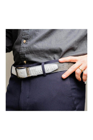 Marco Di Milano Ostrich Belt - White & Gray