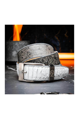 Marco Di Milano Ostrich Belt - White & Gray