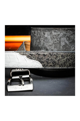 Marco Di Milano Ostrich Belt - White & Gray
