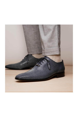 Marco Di Milano Pannuci Black Exotic Stingray Classic Oxfords (MDM1087)