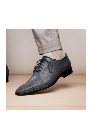Marco Di Milano Pannuci Black Exotic Stingray Classic Oxfords (MDM1087)