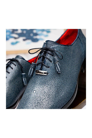 Marco Di Milano Pannuci Navy Exotic Stingray Classic Oxfords (MDM1087)
