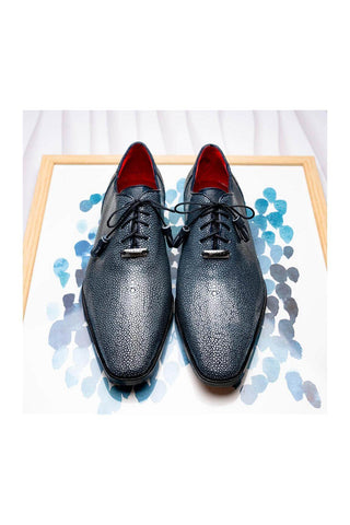 Marco Di Milano Pannuci Navy Exotic Stingray Classic Oxfords (MDM1087)