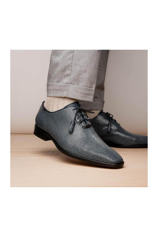 Marco Di Milano Pannuci Navy Exotic Stingray Classic Oxfords (MDM1087)