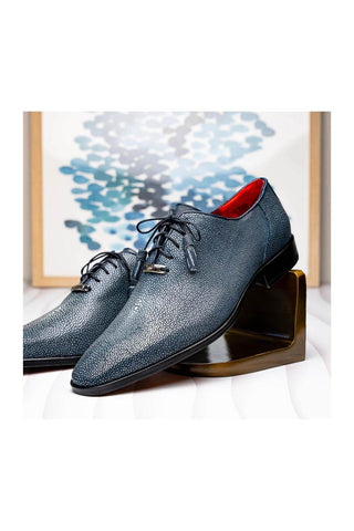 Marco Di Milano Pannuci Navy Exotic Stingray Classic Oxfords (MDM1087)