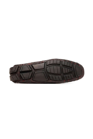 Marco Di Milano Parma Black Cherry Exotic Crocodile Moccasin Driver Horsebit Loafers (MDM1187)