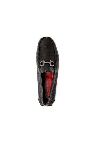Marco Di Milano Parma Black Crocodile Moccasin Driver Horsebit Loafers (MDM1187)