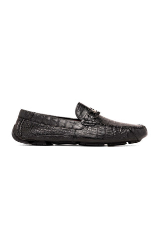 Marco Di Milano Parma Black Crocodile Moccasin Driver Horsebit Loafers (MDM1187)