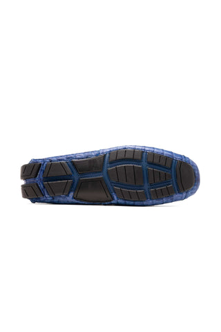 Marco Di Milano Parma Blue Jeans Exotic Crocodile Moccasin Driver Horsebit Loafers (MDM1187)