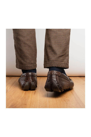 Marco Di Milano Parma Brown Crocodile Moccasin Driver Horsebit Loafers (MDM1187)