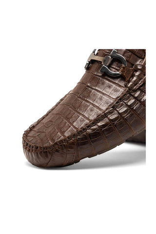 Marco Di Milano Parma Brown Crocodile Moccasin Driver Horsebit Loafers (MDM1187)