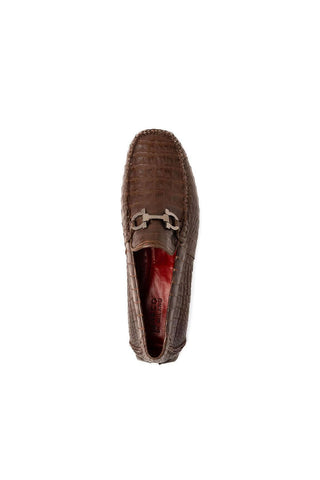 Marco Di Milano Parma Brown Crocodile Moccasin Driver Horsebit Loafers (MDM1187)