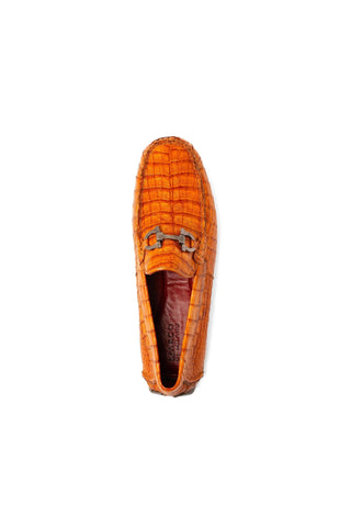 Marco Di Milano Parma Exotic Brandy Crocodile Moccasin Driver Horsebit Loafers (MDM1187)