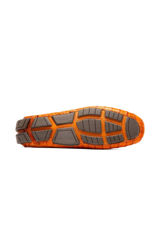 Marco Di Milano Parma Exotic Brandy Crocodile Moccasin Driver Horsebit Loafers (MDM1187)