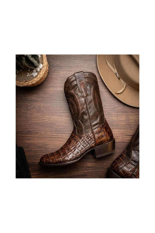 Marco Di Milano Phoenix Aged Brown Crocodile Skin Cowboy Boot (MDM1232)