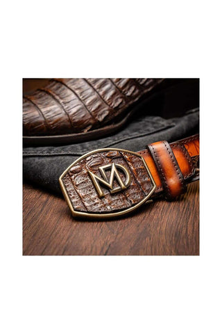 Marco Di Milano Phoenix Aged Brown Exotic Crocodile Skin Cowboy Boot (MDM1232)