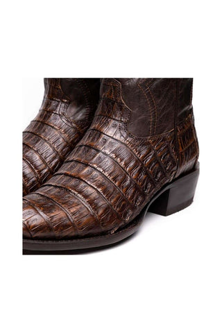 Marco Di Milano Phoenix Aged Brown Exotic Crocodile Skin Cowboy Boot (MDM1232)