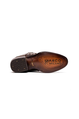 Marco Di Milano Phoenix Aged Brown Exotic Crocodile Skin Cowboy Boot (MDM1232)
