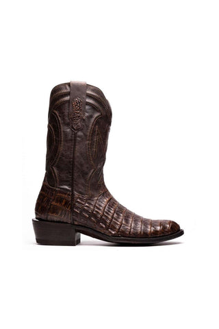 Marco Di Milano Phoenix Aged Brown Exotic Crocodile Skin Cowboy Boot (MDM1232)