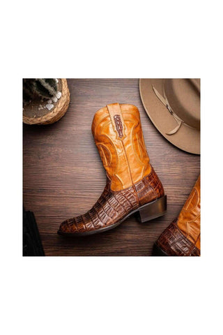 Marco Di Milano Phoenix Aged Maple Crocodile Skin Cowboy Boot (MDM1236)