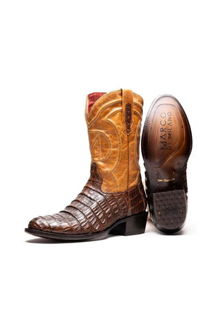 Marco Di Milano Phoenix Aged Maple Crocodile Skin Cowboy Boot (MDM1236)