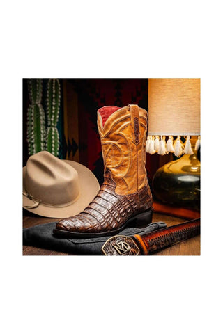 Marco Di Milano Phoenix Aged Maple Exotic Crocodile Skin Cowboy Boot (MDM1236)