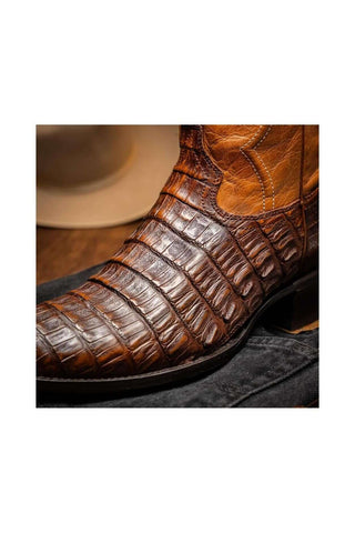 Marco Di Milano Phoenix Aged Maple Exotic Crocodile Skin Cowboy Boot (MDM1236)