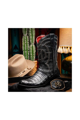 Marco Di Milano Phoenix Black Exotic Crocodile Skin Cowboy Boot (MDM1237)