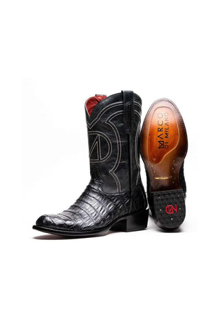 Marco Di Milano Phoenix Black Exotic Crocodile Skin Cowboy Boot (MDM1237)