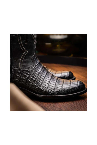 Marco Di Milano Phoenix Black Exotic Crocodile Skin Cowboy Boot (MDM1237)