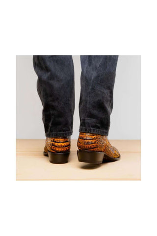 Marco Di Milano Phoenix Mustard Brown Crocodile Skin Cowboy Boot (MDM1234)
