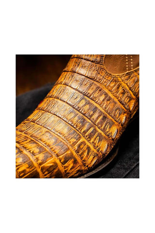 Marco Di Milano Phoenix Mustard Brown Crocodile Skin Cowboy Boot (MDM1234)