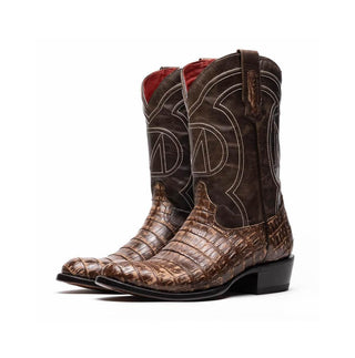 Marco Di Milano Phoenix Stone Brown Crocodile Cowboy Boot (MDM1231)