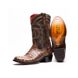 Marco Di Milano Phoenix Stone Brown Crocodile Cowboy Boot (MDM1231)