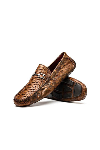 Marco Di Milano Pia Cognac Python Skin Horse-Bit Loafer (MDM1240)