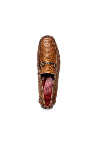 Marco Di Milano Pia Cognac Python Skin Horse-Bit Loafer (MDM1240)