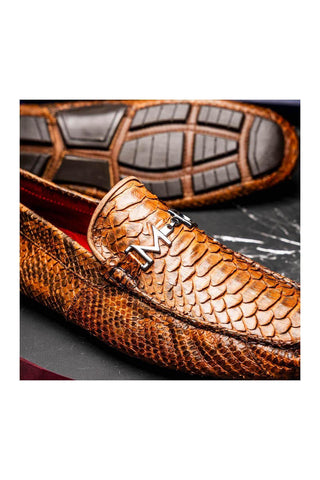 Marco Di Milano Pia Cognac Python Skin Horse-Bit Loafer (MDM1240)