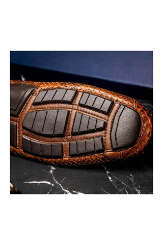 Marco Di Milano Pia Cognac Python Skin Horse-Bit Loafer (MDM1240)