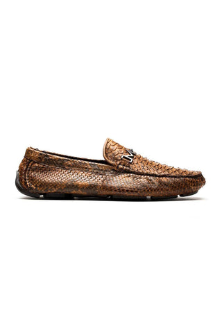 Marco Di Milano Pia Cognac Python Skin Horse-Bit Loafer (MDM1240)