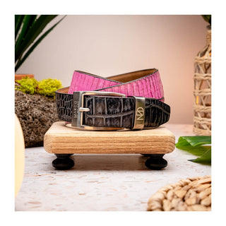 Marco Di Milano Pink & Gray Genuine Exotic Crocodile / Cobra Men's Belts (MDMB1014)-AmbrogioShoes