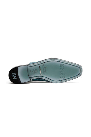 Marco Di Milano Pissa Aqua & White Genuine Caiman Crocodile / Lizard Patchwork Derby (MDM1209)