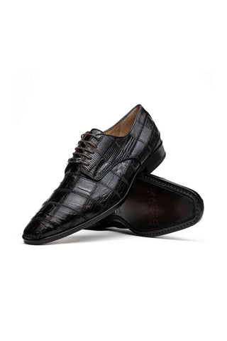 Marco Di Milano Pissa Brown Genuine Caiman Crocodile / Lizard Patchwork Derby (MDM1209)