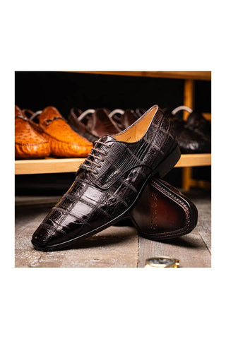 Marco Di Milano Pissa Brown Genuine Caiman Crocodile / Lizard Patchwork Derby (MDM1209)