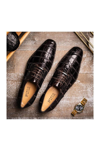 Marco Di Milano Pissa Brown Genuine Caiman Crocodile / Lizard Patchwork Derby (MDM1209)