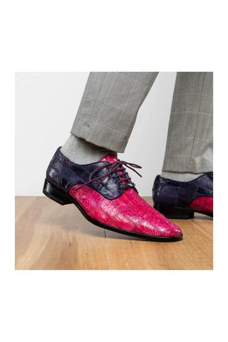 Marco Di Milano Pissa Pink & Purple Genuine Caiman Crocodile / Lizard Patchwork Derby (MDM1209)