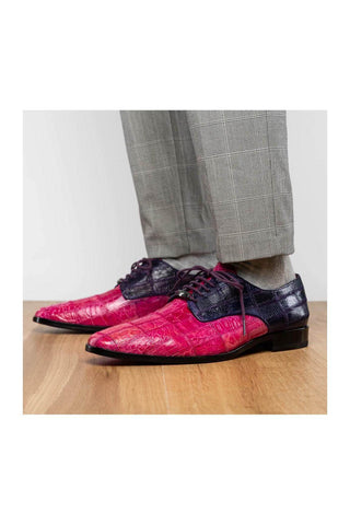Marco Di Milano Pissa Pink & Purple Genuine Caiman Crocodile / Lizard Patchwork Derby (MDM1209)