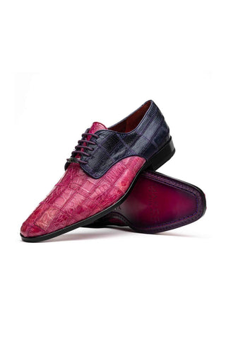 Marco Di Milano Pissa Pink & Purple Genuine Caiman Crocodile / Lizard Patchwork Derby (MDM1209)