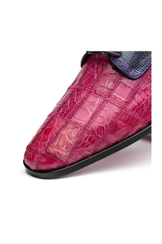 Marco Di Milano Pissa Pink & Purple Genuine Caiman Crocodile / Lizard Patchwork Derby (MDM1209)