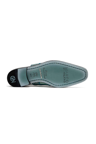 Marco Di Milano Pissa Turquoise & White Genuine Caiman Crocodile / Lizard Patchwork Derby (MDM1209)